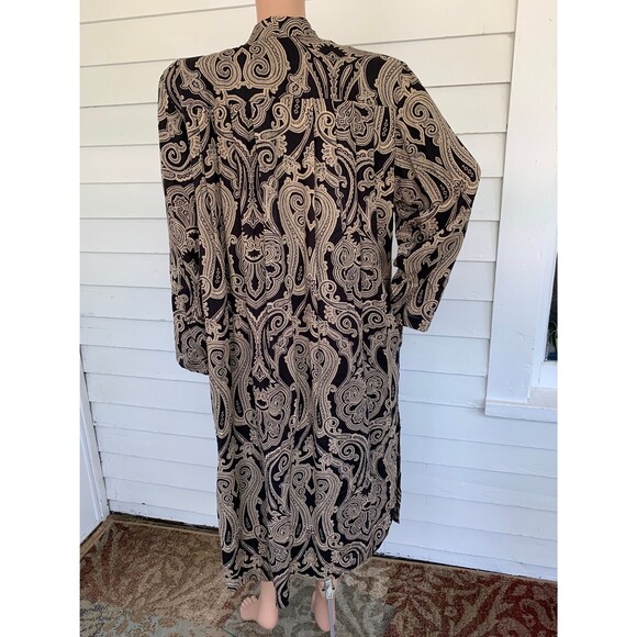 Vintage 80s Neutral Print Dress with Matching Long Jacket M - Picture 4 of 10
